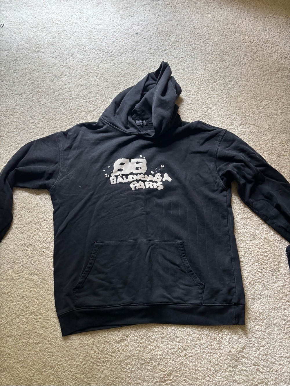 Balenciaga Black Hoodie with White Splash Logo